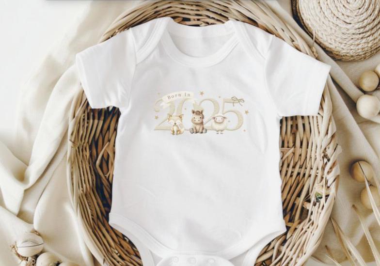 Natural Born in 2025 Safari Animals Romper Sleepsuit Bodysuit Vest - Baby Gift - New Baby - Baby Shower - Sew Shabby Chic