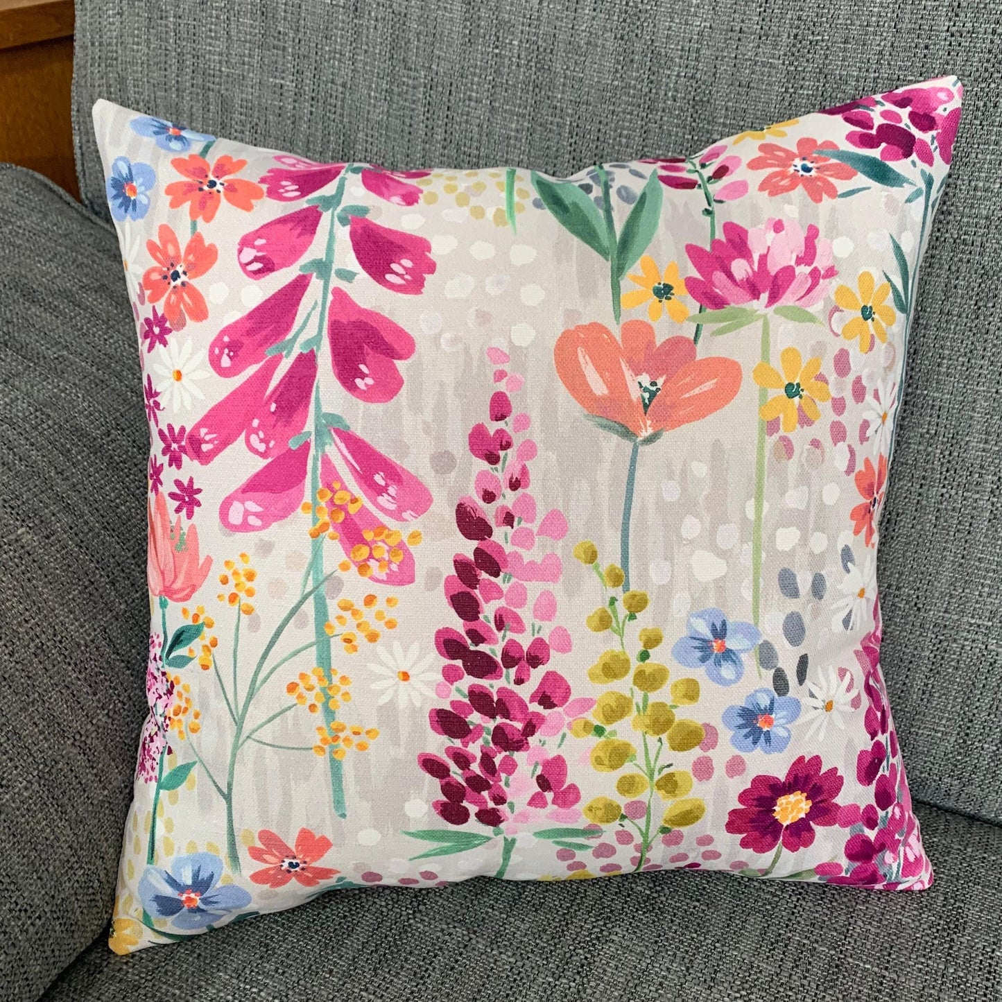 John Lewis Flora Floral Fabric Handmade 16” Cushion Covers Bright Colourful - Sew Shabby Chic