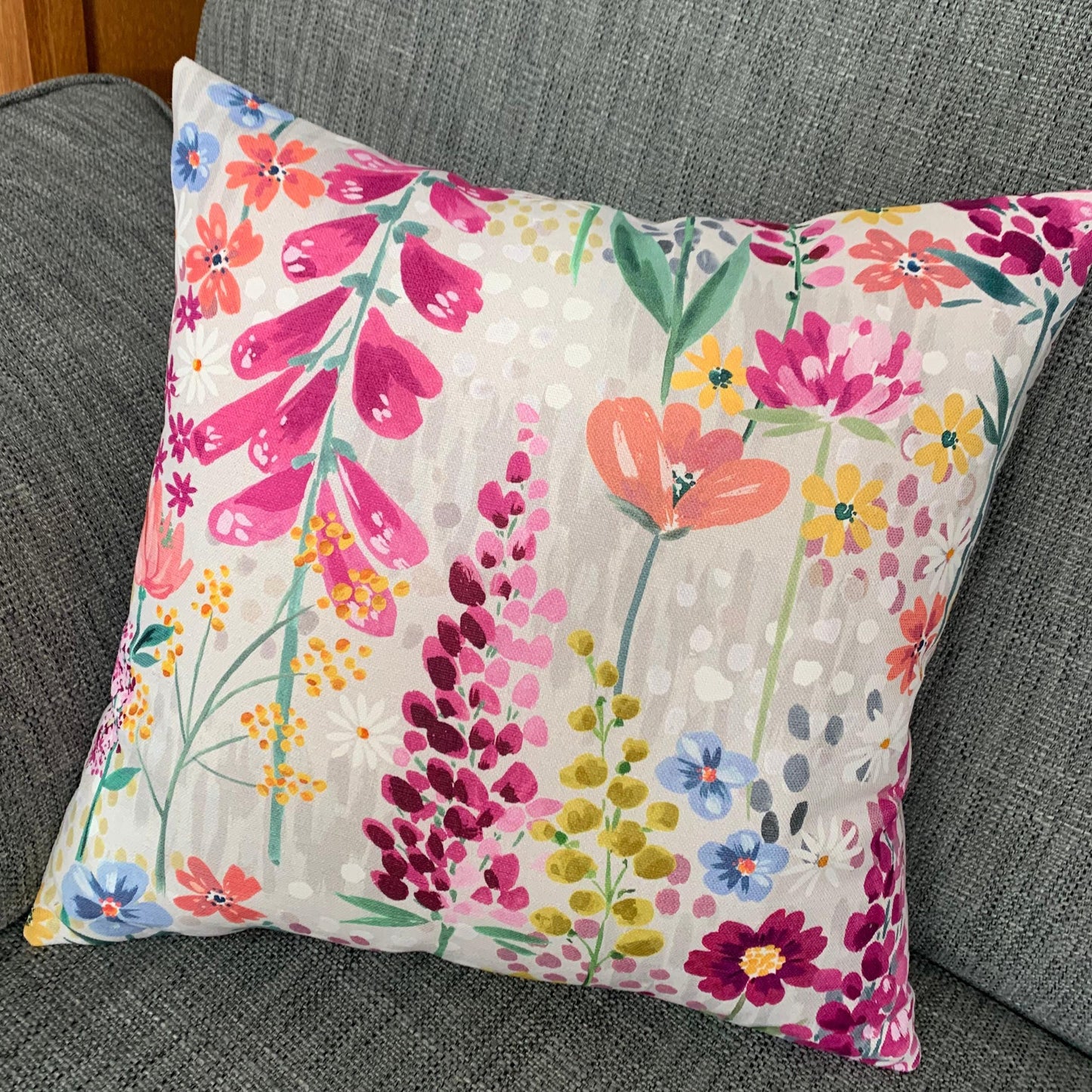 John Lewis Flora Floral Fabric Handmade 16” Cushion Covers Bright Colourful - Sew Shabby Chic