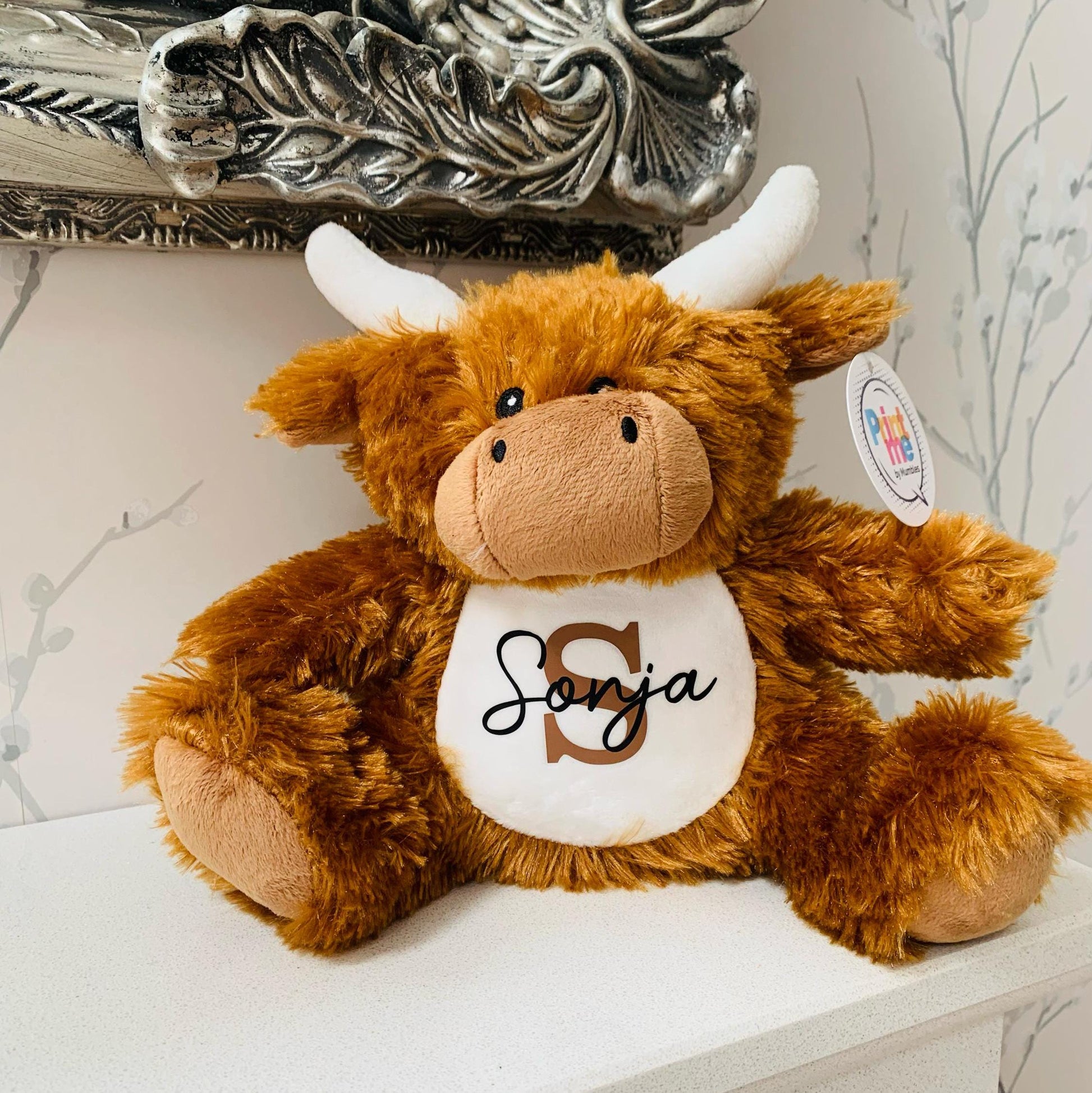 Personalised Highland Cow Soft Toy, Easter Gift, New Baby Gift, Plushie, Easter Present, Baby Shower, First Birthday, Christmas - Sew Shabby Chic