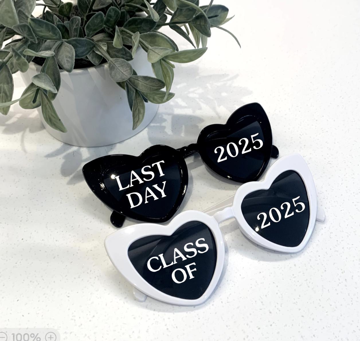 Custom Personalised LEAVERS Heart Sunglasses Black or White - Sew Shabby Chic