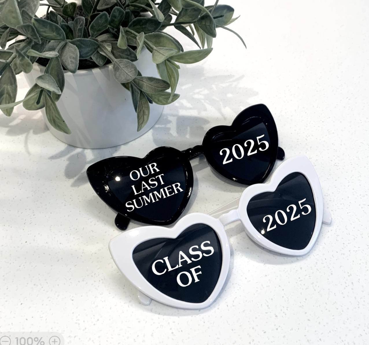 Custom Personalised LEAVERS Heart Sunglasses Black or White - Sew Shabby Chic