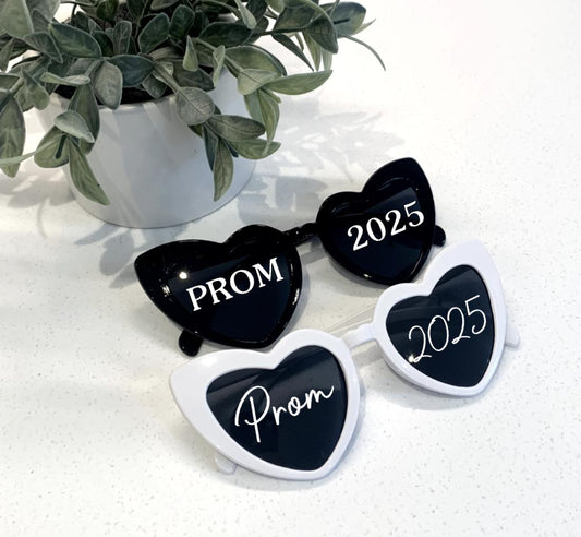 Custom Personalised PROM Heart Sunglasses Black or White - Sew Shabby Chic