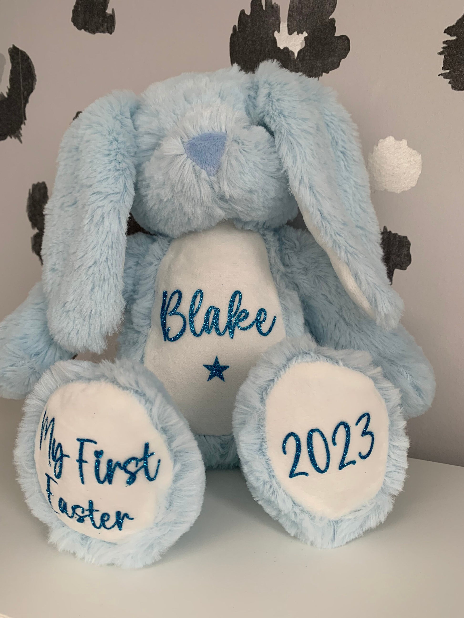 Personalised Easter Bunny Soft Toy, Easter Gift, First Easter Gift, Plush Rabbit, Easter Present, New Baby - Sew Shabby Chic