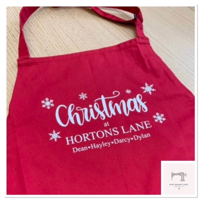 Personalised Cotton Christmas Apron - Sew Shabby Chic