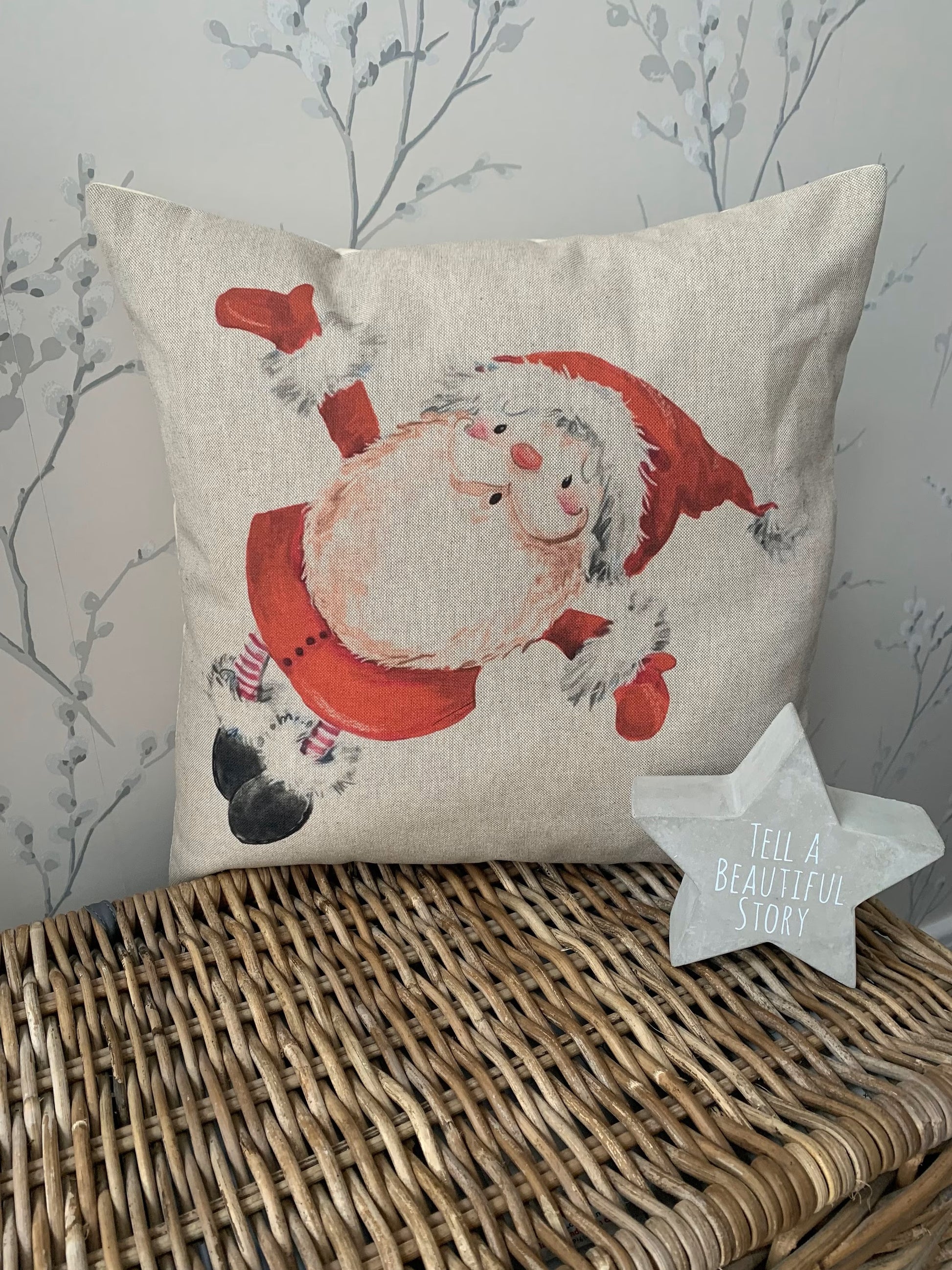 Chatham Glyn Handmade 16" Christmas Gonk Gingerbread Snowman Cushion Cover Several Designs Country Cottage Linen Look - Sew Shabby Chic