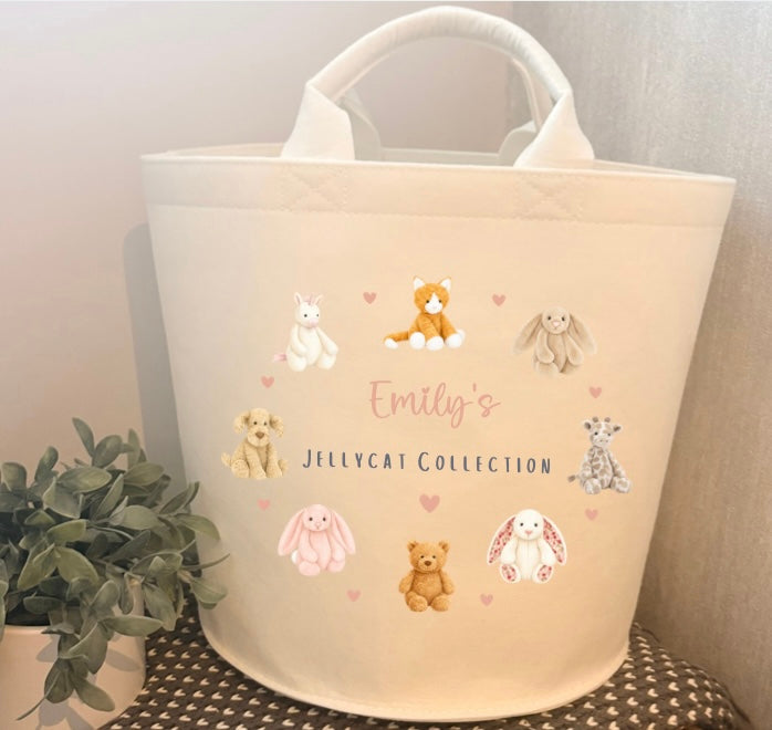 Personalised Felt Jellycat Toy Storage Basket Medium