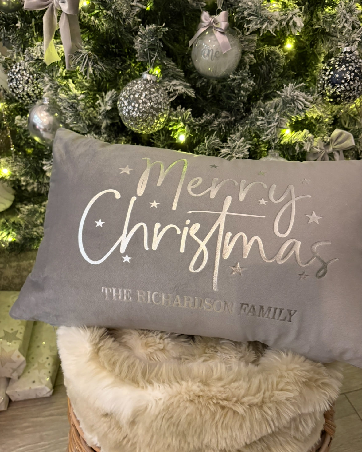 Personalised Velvet Merry Christmas Cushion Cover 30 x 50cm