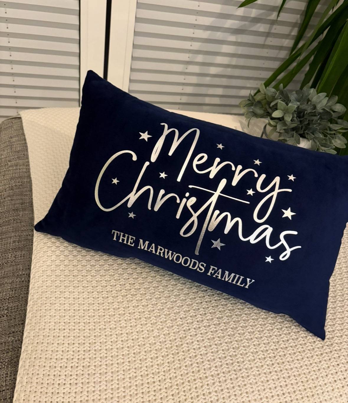 Personalised Velvet Merry Christmas Cushion Cover 30 x 50cm