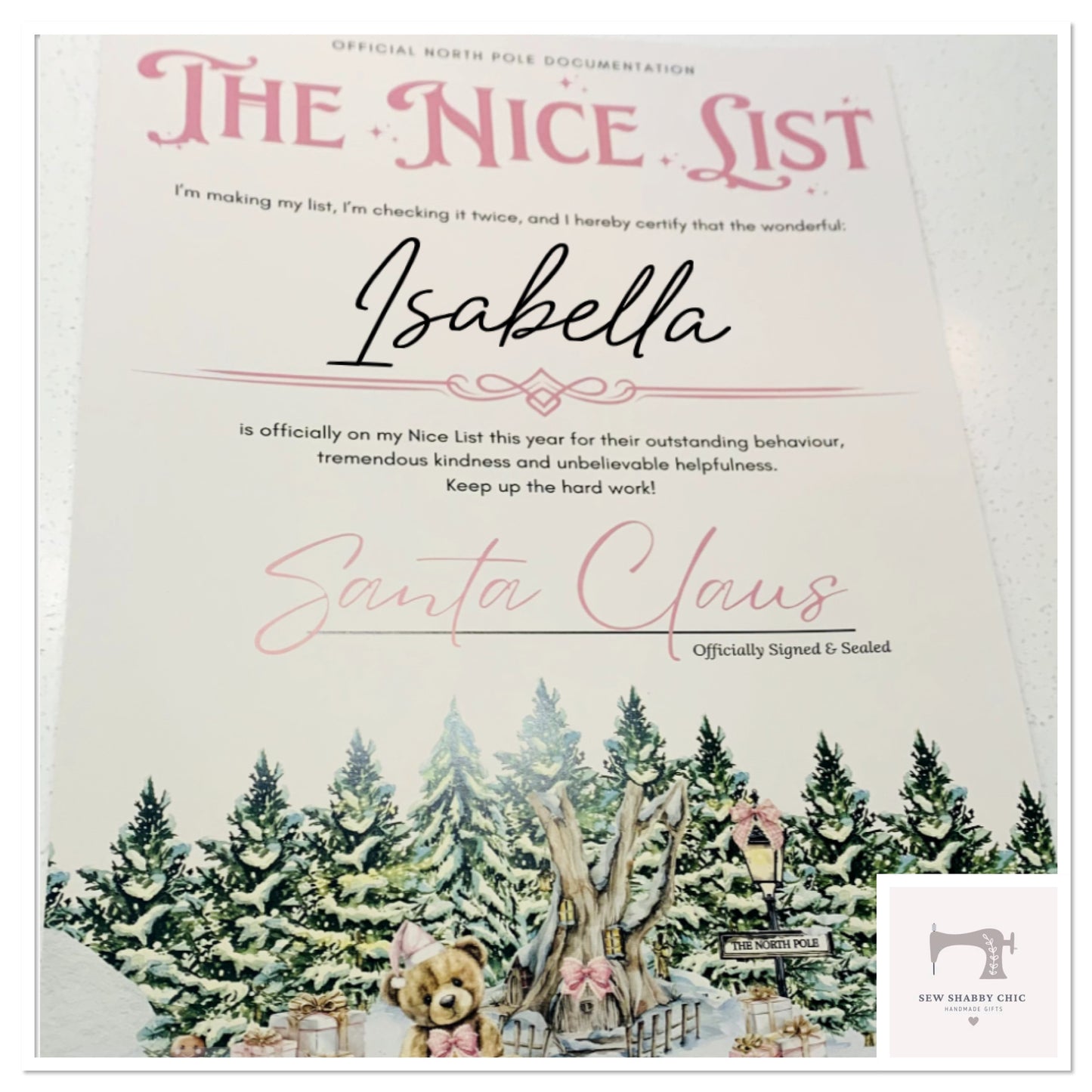 Personalised A4 Nice List Certificate - Santa Claus