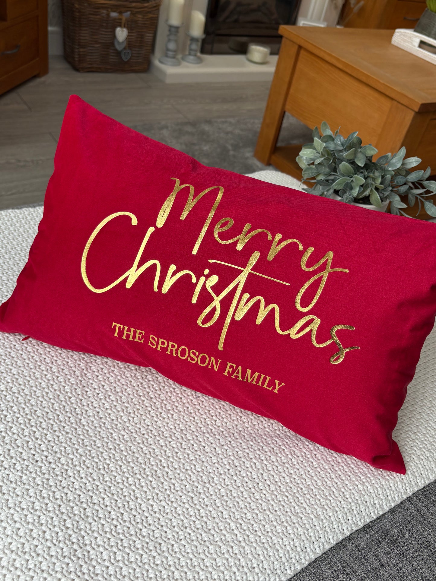 Personalised Velvet Merry Christmas Cushion Cover 30 x 50cm