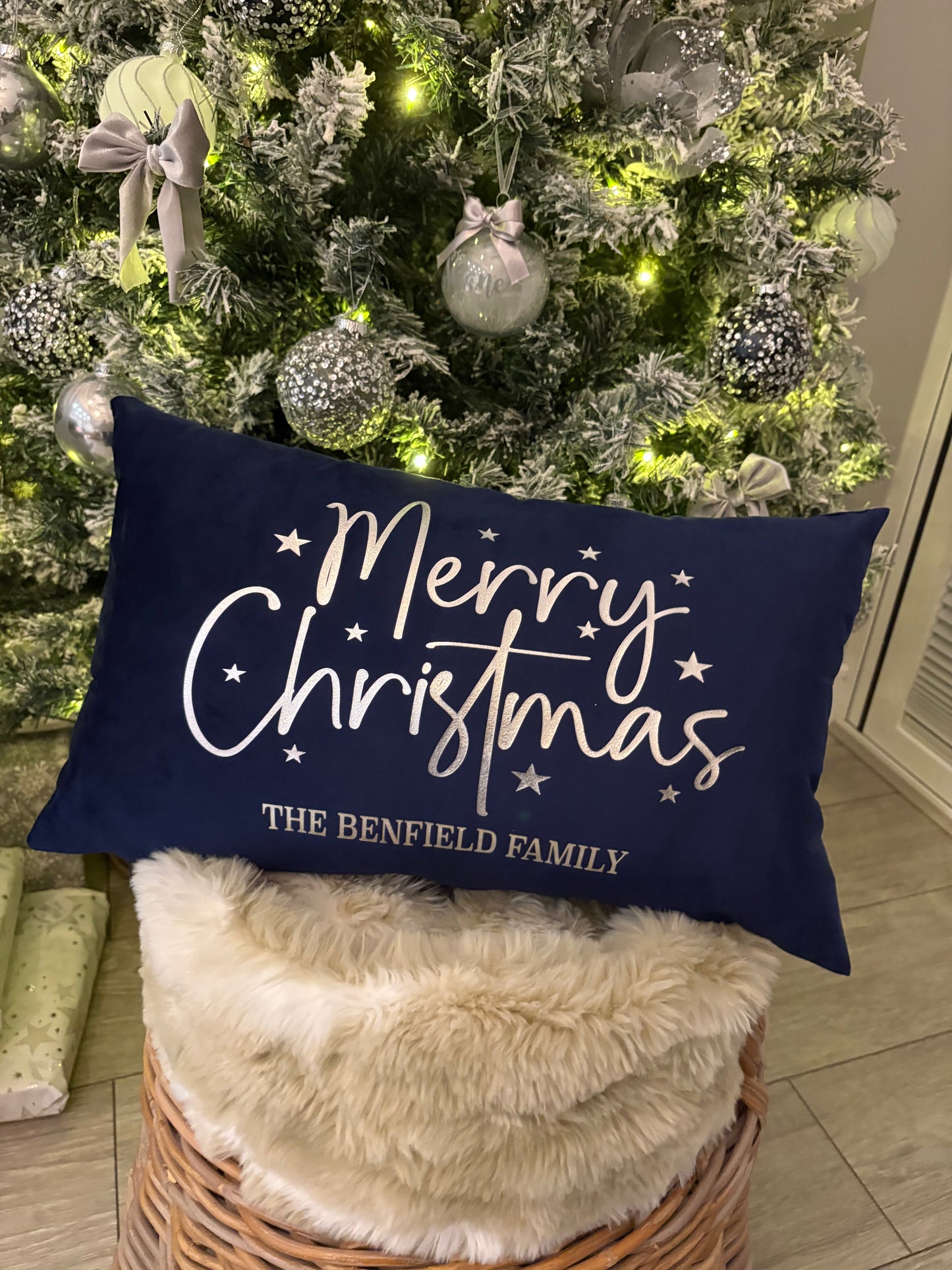 Personalised Velvet Merry Christmas Cushion Cover 30 x 50cm