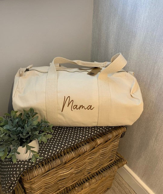 Personalised Organic Cotton Mama Barrell Bag - Sew Shabby Chic