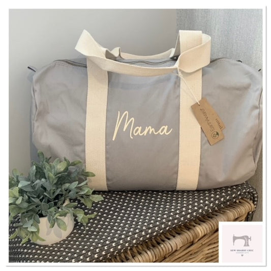 Personalised Organic Cotton Mama Barrell Bag - Sew Shabby Chic