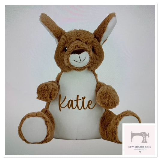 Mumbles Personalised Soft Cuddly Animal Kangaroo Character - Sew Shabby Chic