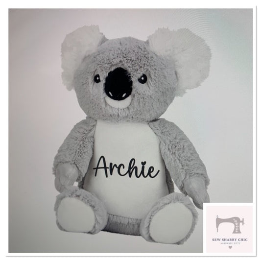 Mumbles Personalised Soft Cuddly Animal Koala Character - Sew Shabby Chic