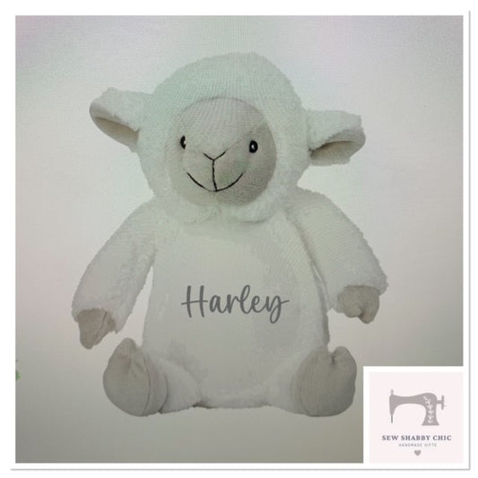 Mumbles Personalised Soft Cuddly Animal Lamb Character - Sew Shabby Chic