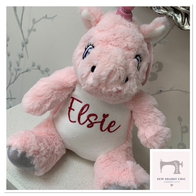 Mumbles Personalised Soft Cuddly Animal Unicorn Character - Sew Shabby Chic