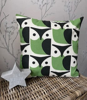 Orla Kiely Handmade Cushion Covers in Owl Chalky Green - Sew Shabby Chic