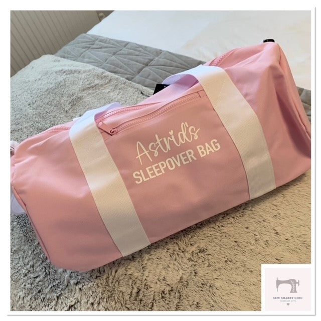 Girls Personalised Sleepover Bag Barrell Bag - Sew Shabby Chic