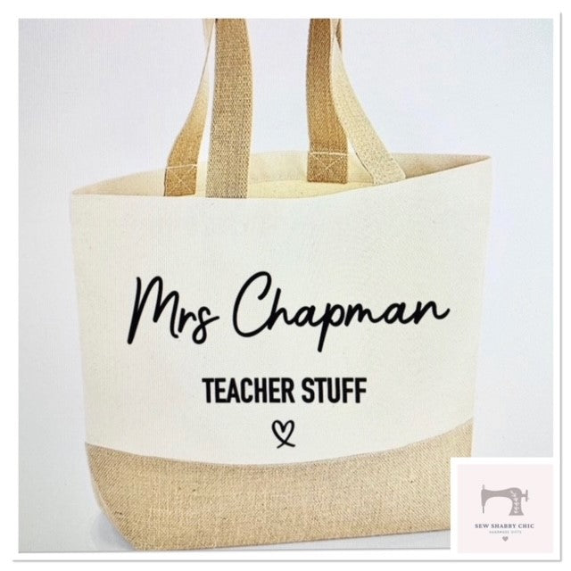 Personalised Teacher Tote Bag - Sew Shabby Chic