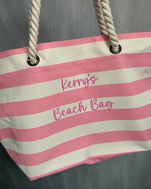 Personalised Nautical Striped Beach, Pool, Holiday, Tote Bag - Sew Shabby Chic