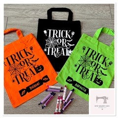 Personalised Halloween Cotton Trick or Treat Tote Bags Eco Friendly Reusable Boy or Girl Gift - Sew Shabby Chic