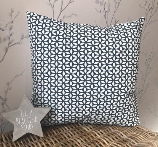 Pair 2 x Handmade 16” Dunelm Geometric Geo Modern Cushion Cover 3 Colours Grey Ochre Teal - Sew Shabby Chic
