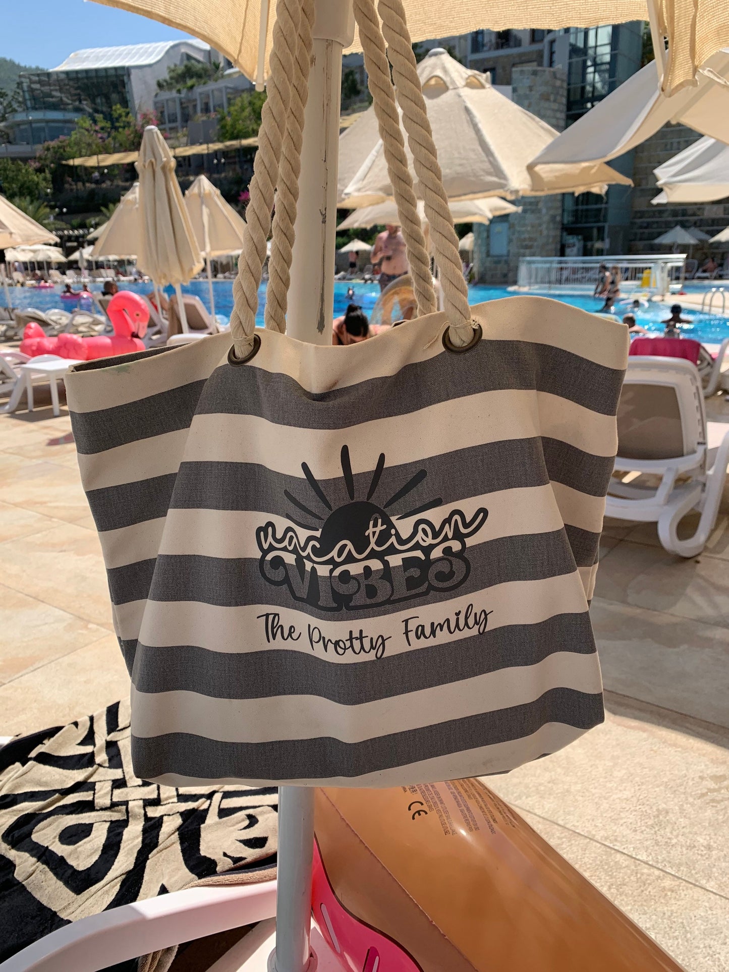 Personalised Nautical Striped Beach, Pool, Holiday, Tote Bag - Sew Shabby Chic