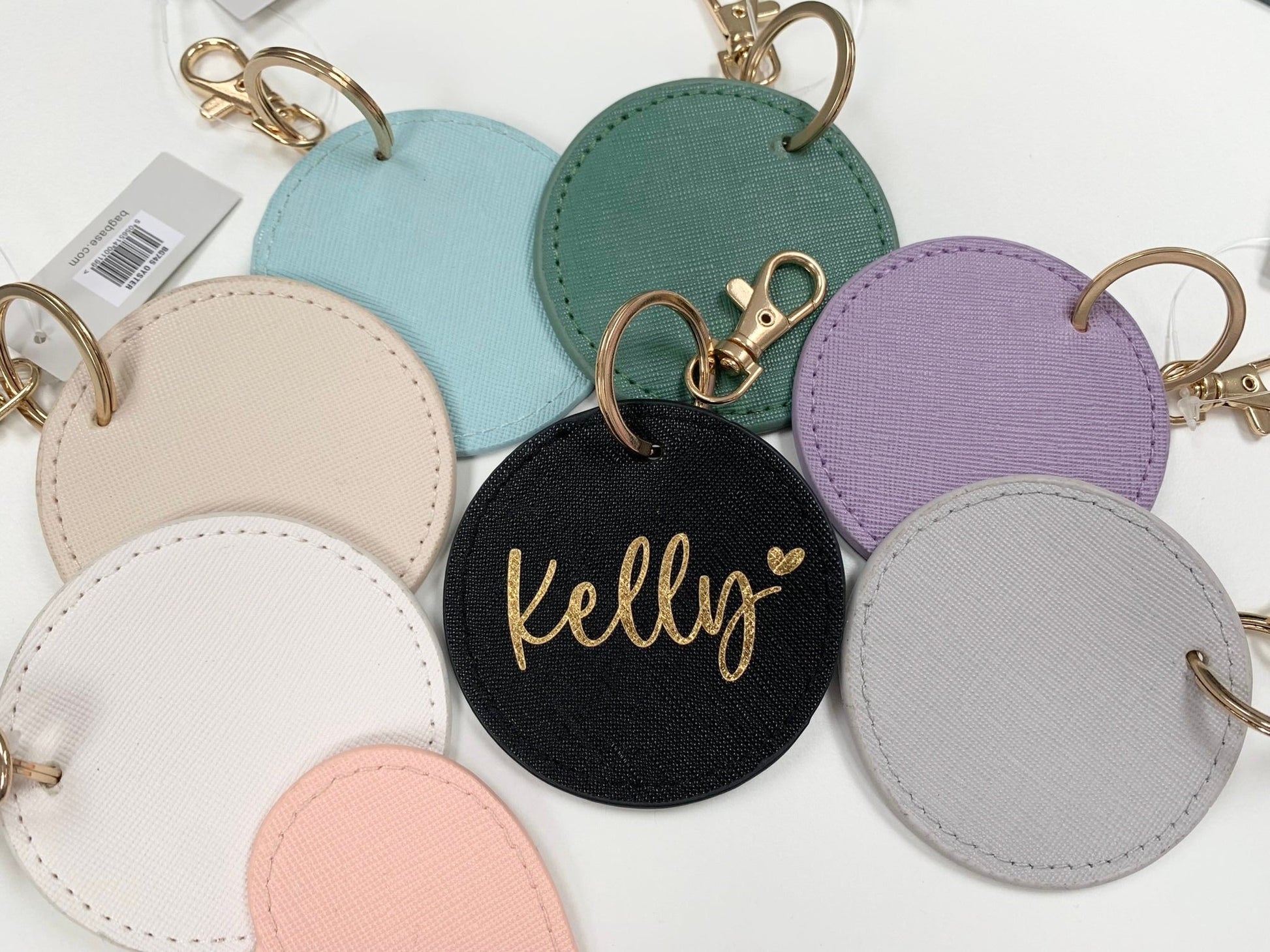 Boutique Personalised Circular Leather Look Keyring, Keychain, Work Keys, House Keys, Car Keys, Teacher Gift MORE COLOURS AVAILABLE - Sew Shabby Chic