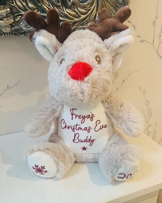 Personalised  Christmas Buddy Reindeer Plush Soft Toy Gift My First Christmas Kids Gift Christmas Eve Box Christmas Gift - Sew Shabby Chic