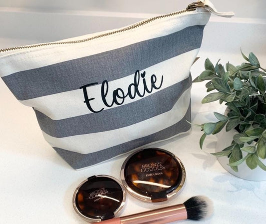 Nautical Stripe Make Up Bag Medicine Bag Pencil Case Vinyl Zip Pouch Mother’s Day Gift Birthday Idea - Sew Shabby Chic