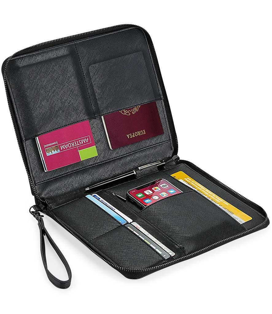 Faux Leather Family Travel Documents Organiser Zip Wallet Pouch Holiday Essentials Personalised - Sew Shabby Chic