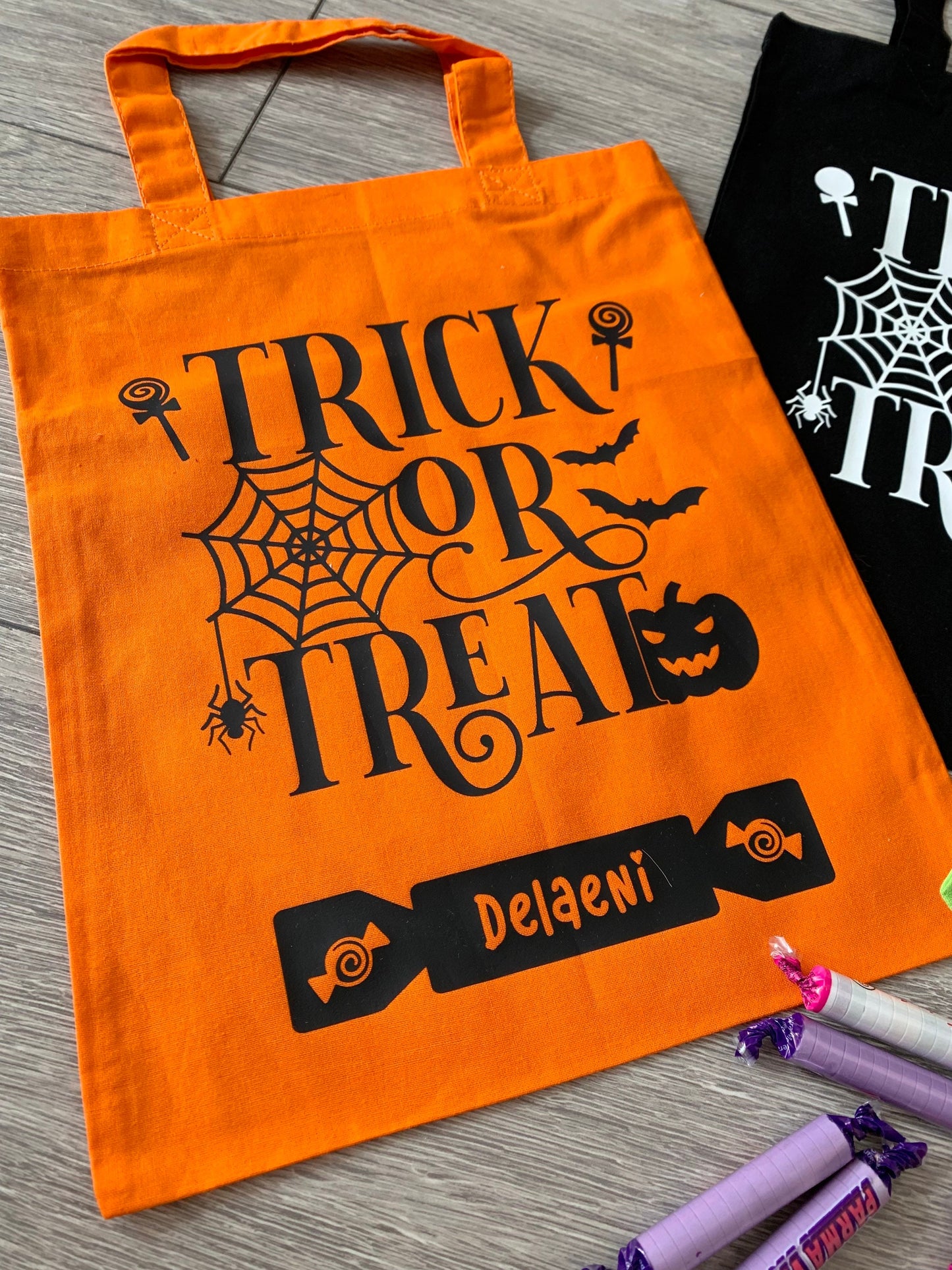 Personalised Halloween Cotton Trick or Treat Tote Bags Eco Friendly Reusable Boy or Girl Gift - Sew Shabby Chic