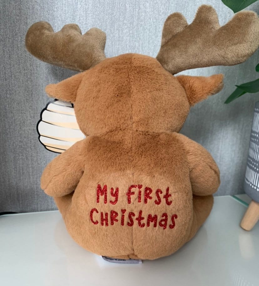 Personalised Brown Reindeer Plush Soft Keepsake Gift - Sew Shabby Chic