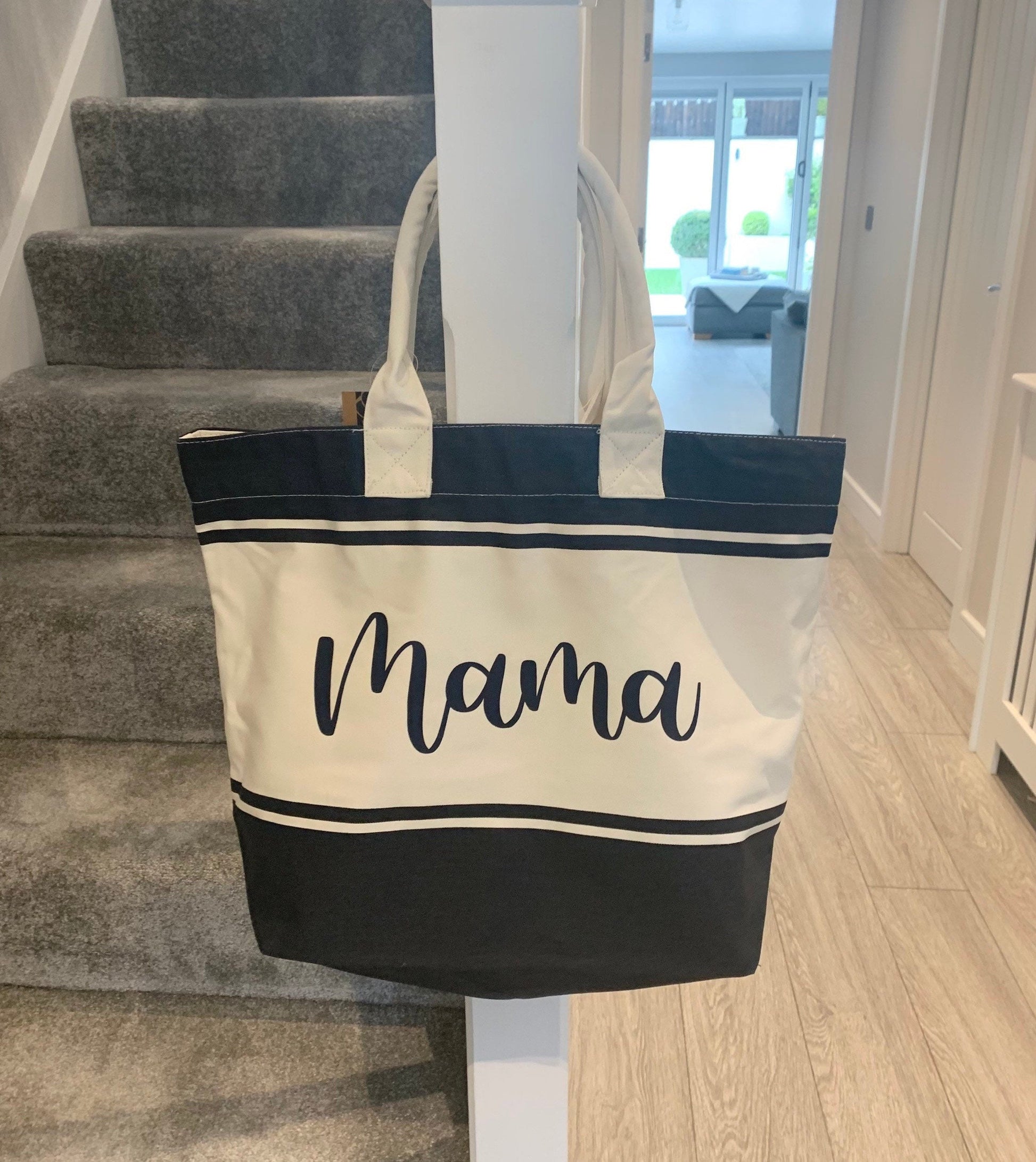 Personalised Navy and Cream Bag - Sew Shabby Chic