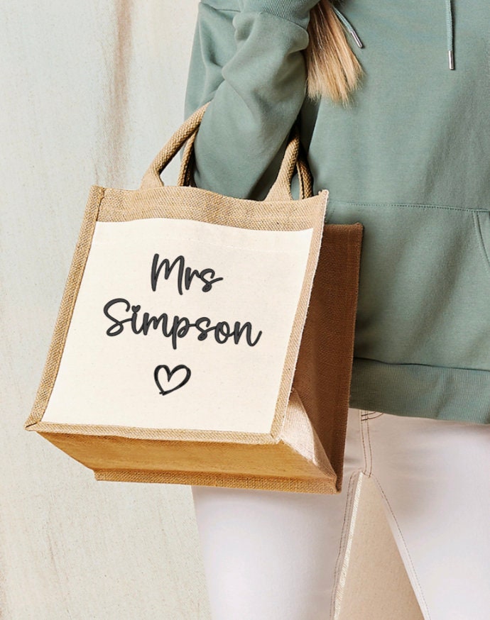 Jute Collection Personalised Tote Bag - Sew Shabby Chic