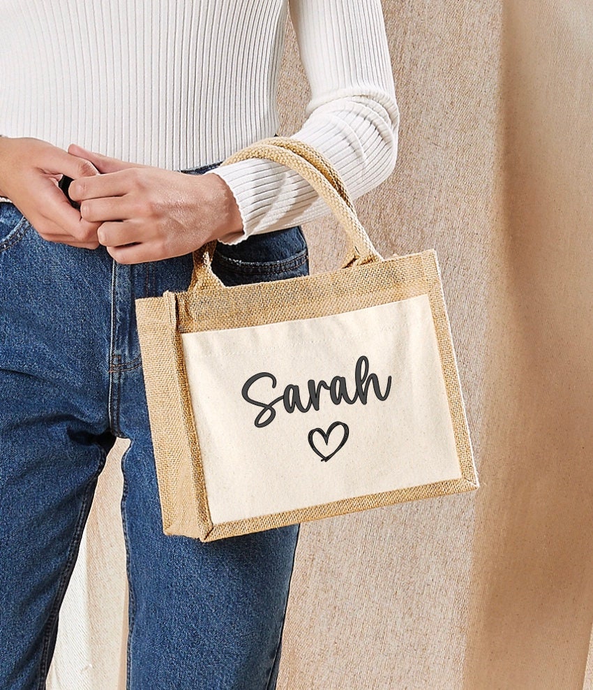 Jute Collection Personalised Tote Bag - Sew Shabby Chic