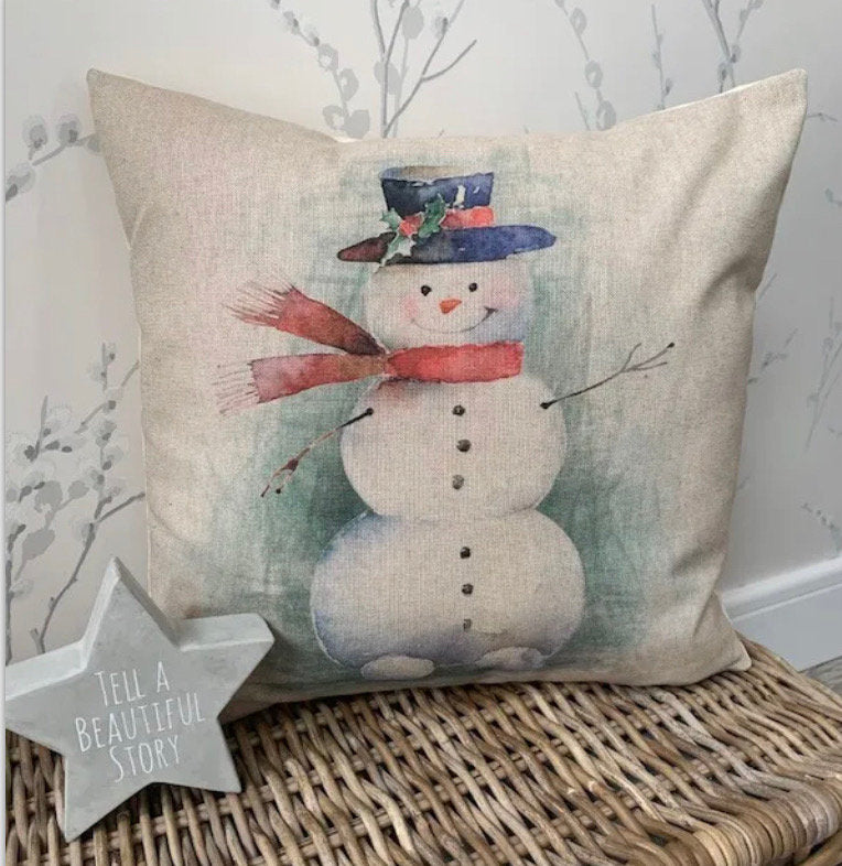 Chatham Glyn Handmade 16" Christmas Gonk Gingerbread Snowman Cushion Cover Several Designs Country Cottage Linen Look - Sew Shabby Chic