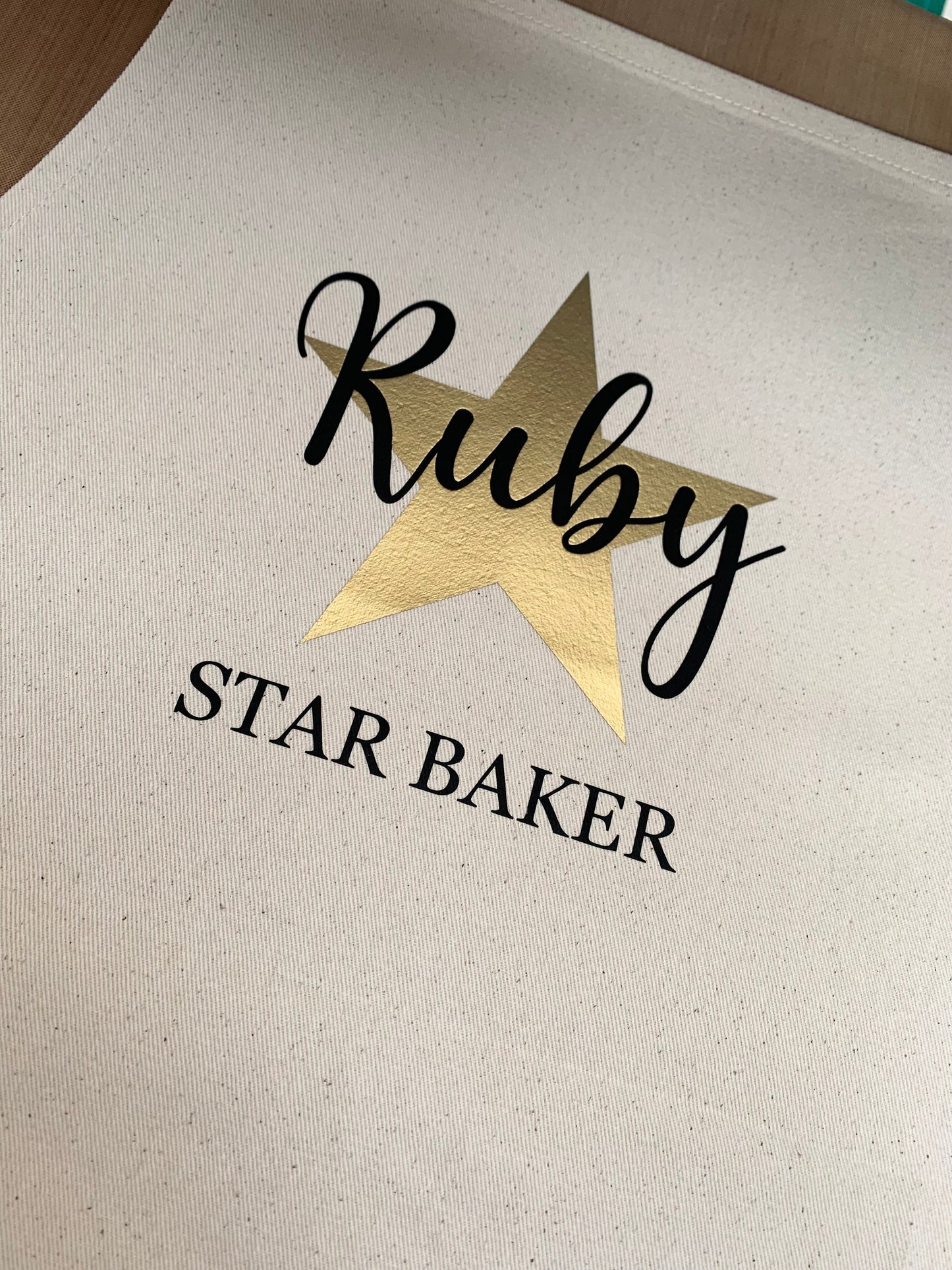 Personalised Kids Baking Apron Star Baker - Sew Shabby Chic